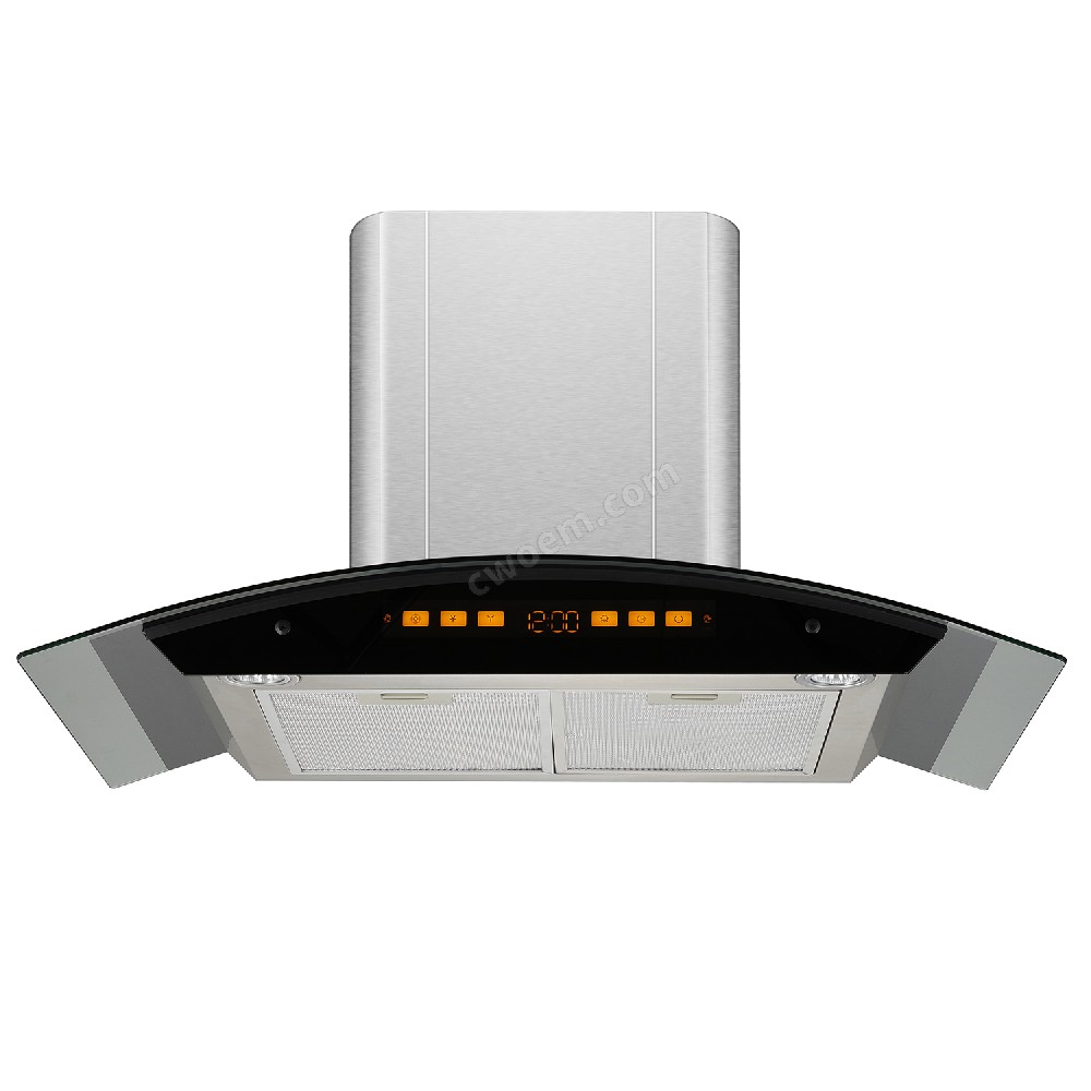 Range hood controlled by large screen touch switch
